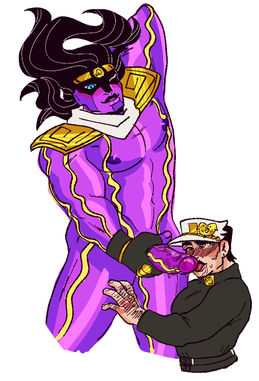 blowjob blush diamond_is_unbreakable fellatio gay jojo's_bizarre_adventure jotaro_kujo spicyzawa stand_(jjba) standcest star_platinum yaoi