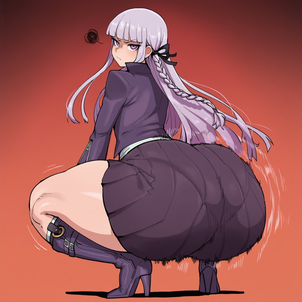 1girls, ai generated, annoyed expression, ass shake, big ass, bubble ass, bubble butt, curvaceous, curvy female, danganronpa, danganronpa: trigger happy havoc, dat ass, dumptruck ass, eyes, female, female only, high heel boots, hourglass figure, huge ass, kirigiri kyouko, lavender hair, light skin, light-skinned female, long hair, looking at viewer, miniskirt, paag, purple eyes, shaking ass, short skirt, spike chunsoft, thick, thick ass, thick thighs, twerking, voluptuous, voluptuous female, vyakarana27, wide hips