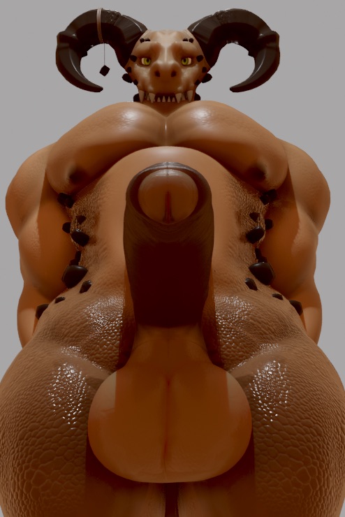 1boy 3d anthro balls bethesda_softworks big_balls big_penis deathclaw fallout fallout_4 genitals horn horn_jewelry humanoid_genitalia humanoid_penis jewelry looking_at_viewer looking_down low-angle_view male male_deathclaw_(fallout) male_only moreuselesssource moreuselesssource_(artist) muscular muscular_male nipples penis scalie sharp_teeth solo teeth uncut video_games worm's-eye_view