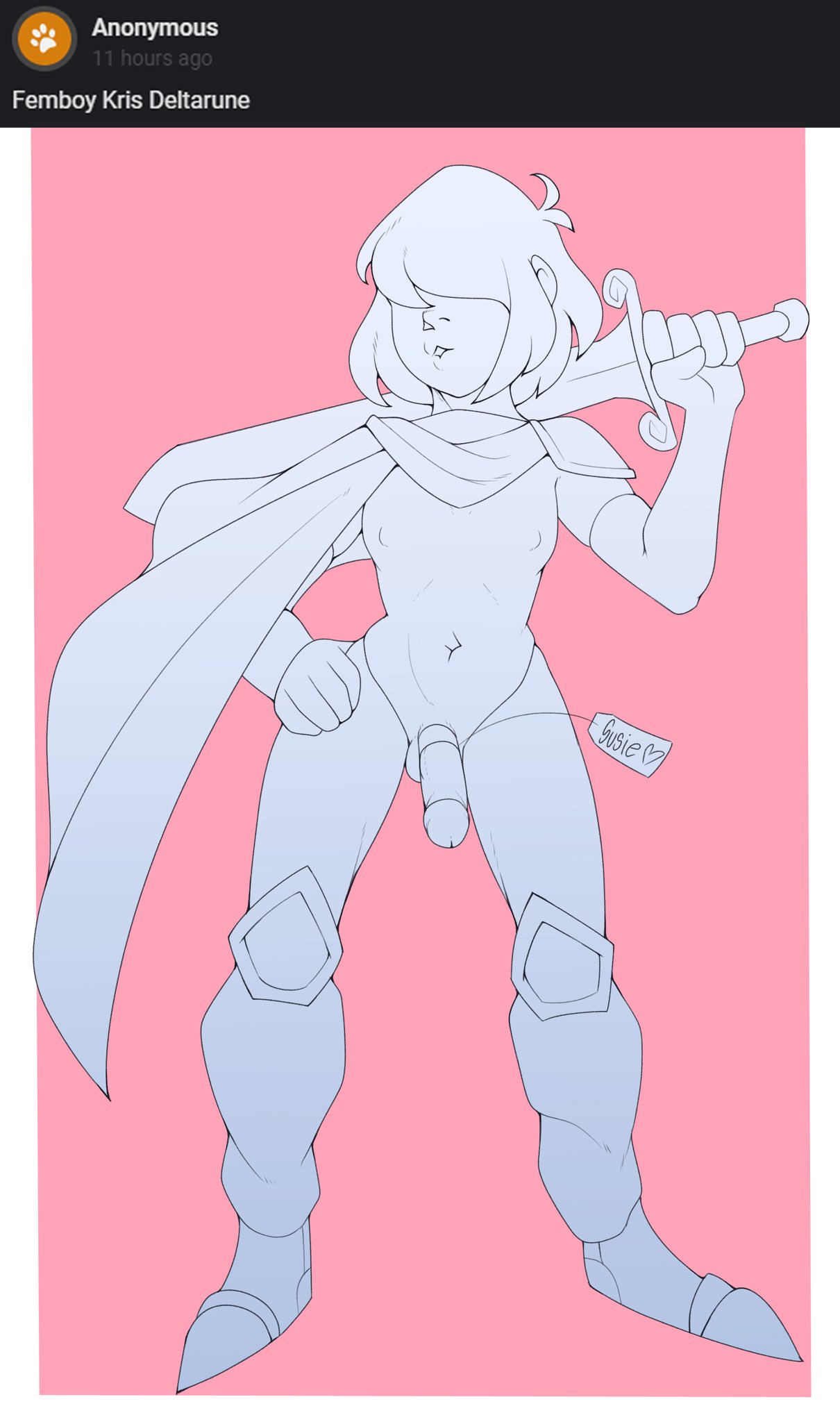 1boy deltarune femboy kris_(deltarune) penis presenting_penis solo_male surrealtone tag