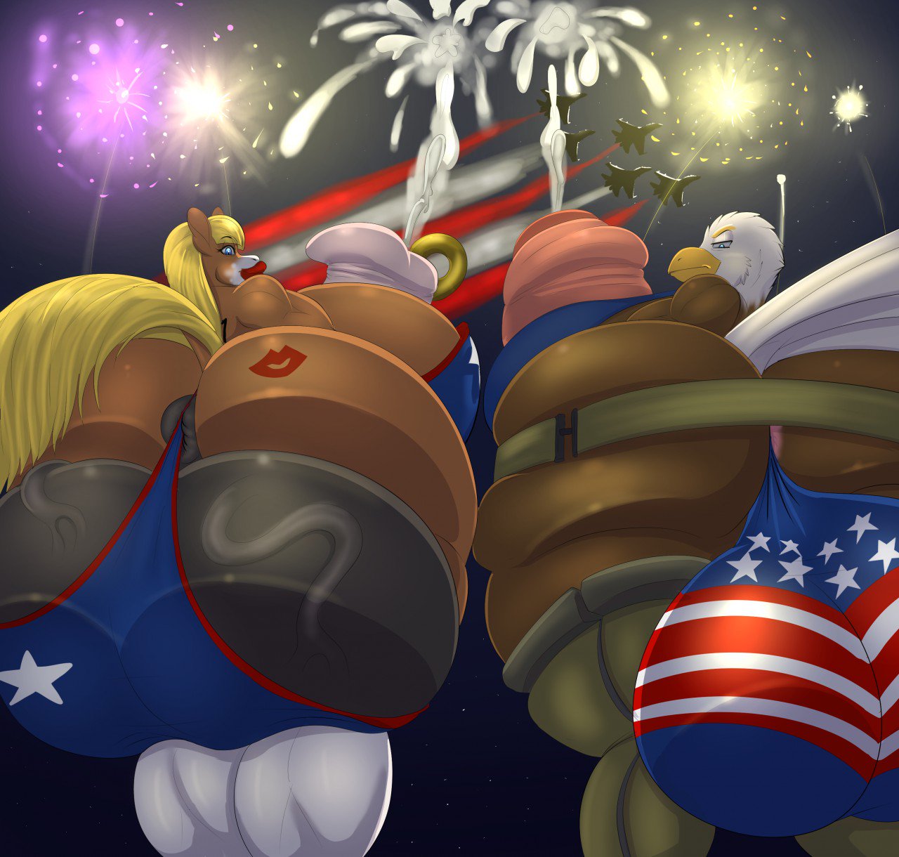 2018 4th_of_july 5_fingers accipitrid accipitriform aircraft airplane american_flag american_flag_bikini american_flag_legwear anatomically_correct anatomically_correct_genitalia anatomically_correct_penis animal_genitalia animal_penis anthro anus ass avian balls belt big_balls big_breasts big_butt big_penis biped bird blonde_hair blue_eyes bodily_fluids bottomwear breasts brown_body clothing clydesdale colored cum cumshot curvy_figure draft_horse duo eagle ejaculation equid equine equine_penis feathers fingers fiona_maray fireworks flared_penis foreskin frown genital_fluids genital_piercing genitals glistening glistening_butt gynomorph hair hi_res hooves horse huge_balls huge_butt huge_cock humanoid_genitalia humanoid_penis hyper hyper_balls hyper_butt hyper_genitalia intersex jane_johnson jet kiss_mark legwear lips lipstick looking_at_viewer makarimorph makeup mammal markings medial_ring multicolored_body muscular night nipple_piercing nipple_ring nipples outside partially_retracted_foreskin penis penis_piercing piercing prince_albert_piercing shaded smile star tail_feathers thick_lips thong tight_clothing topwear uncut underwear vein veiny_balls veiny_penis voluptuous white_markings