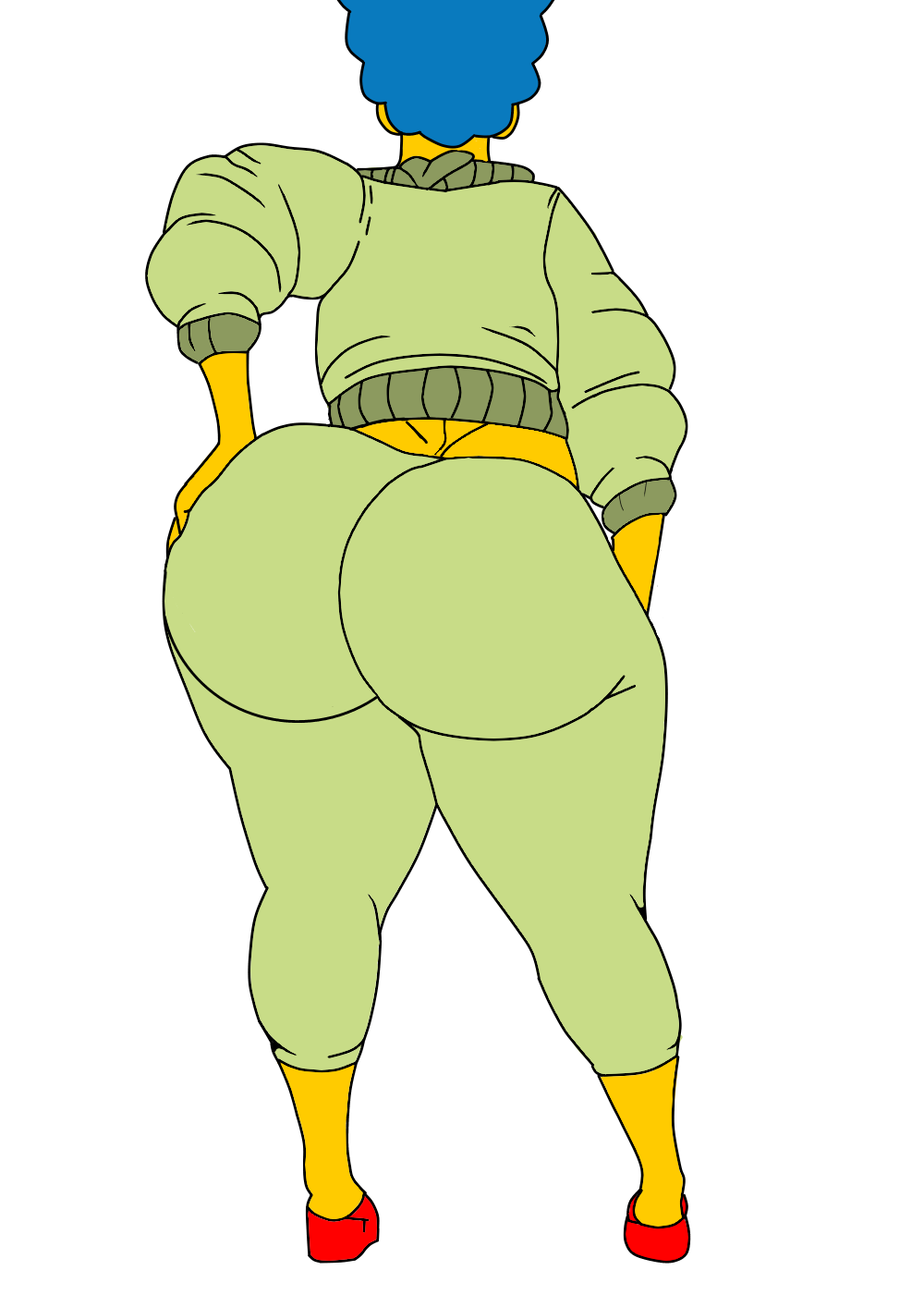 ass, big ass, blue hair, female, fladdykin, marge simpson, milf, standing, the simpsons, yellow skin