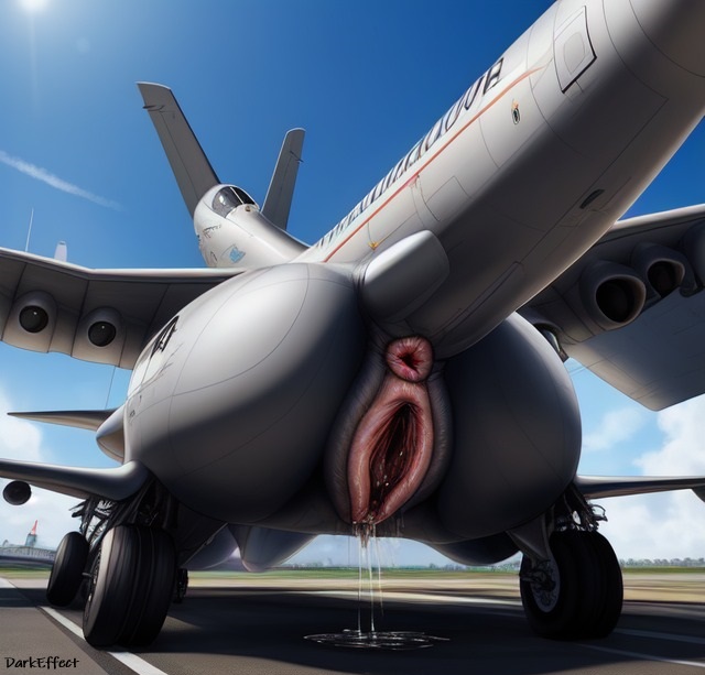 1girls ai_generated aircraft airplane anus darkeffect donut_anus female female_only hyper_pussy living_machine machine presenting_hindquarters pussy pussy_juice rear_view wheels wtf