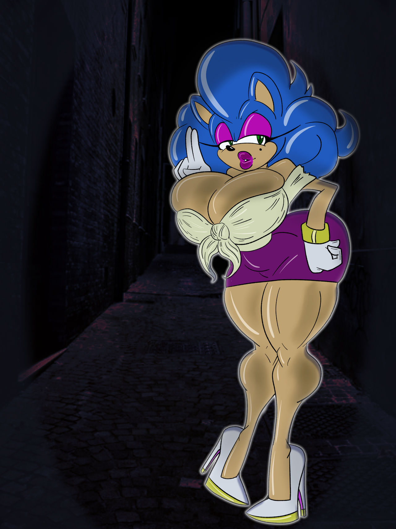 alternate_dimension bimbo bimbo_anthro bimbo_body bimbo_lips bimbofied female genderswap_(mtf) highleg huge_ass huge_breasts lips mrblack1986 rule_63 sonic_(series) sonic_the_hedgehog sonique_the_hedgehog thick_lips thick_thighs wide_hips