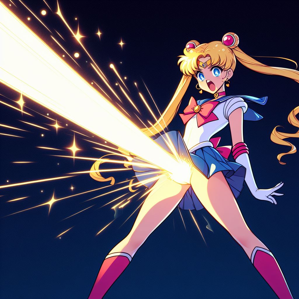 ai_generated bing_image_creator bishoujo_senshi_sailor_moon clothing laser laser_beam sailor_moon skirt usagi_tsukino weaponized_vagina what