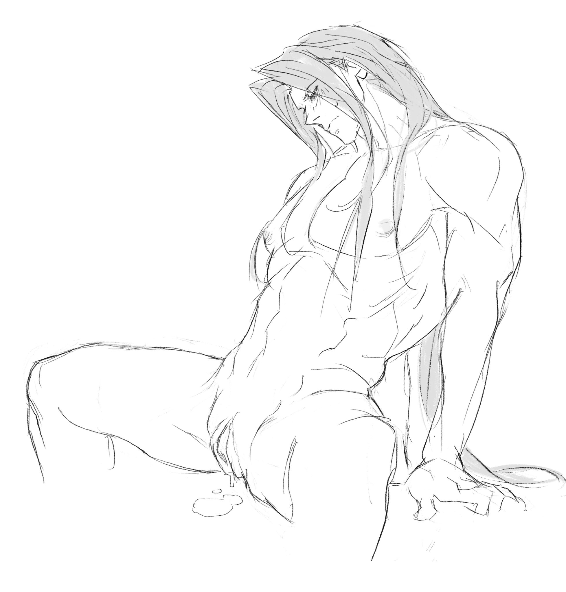 1cuntboy, anicecupoftea, blush, cuntboy, final fantasy, final fantasy vii, grey hair, intersex, legs apart, long hair, looking down, muscular, muscular cuntboy, naked, nipples, nude, pecs, plump labia, pussy, pussy juice, pussy juice drip, sephiroth, sitting, sitting down, sketch, spread legs, square enix, tagme, thighs, uncolored, wet pussy, white background