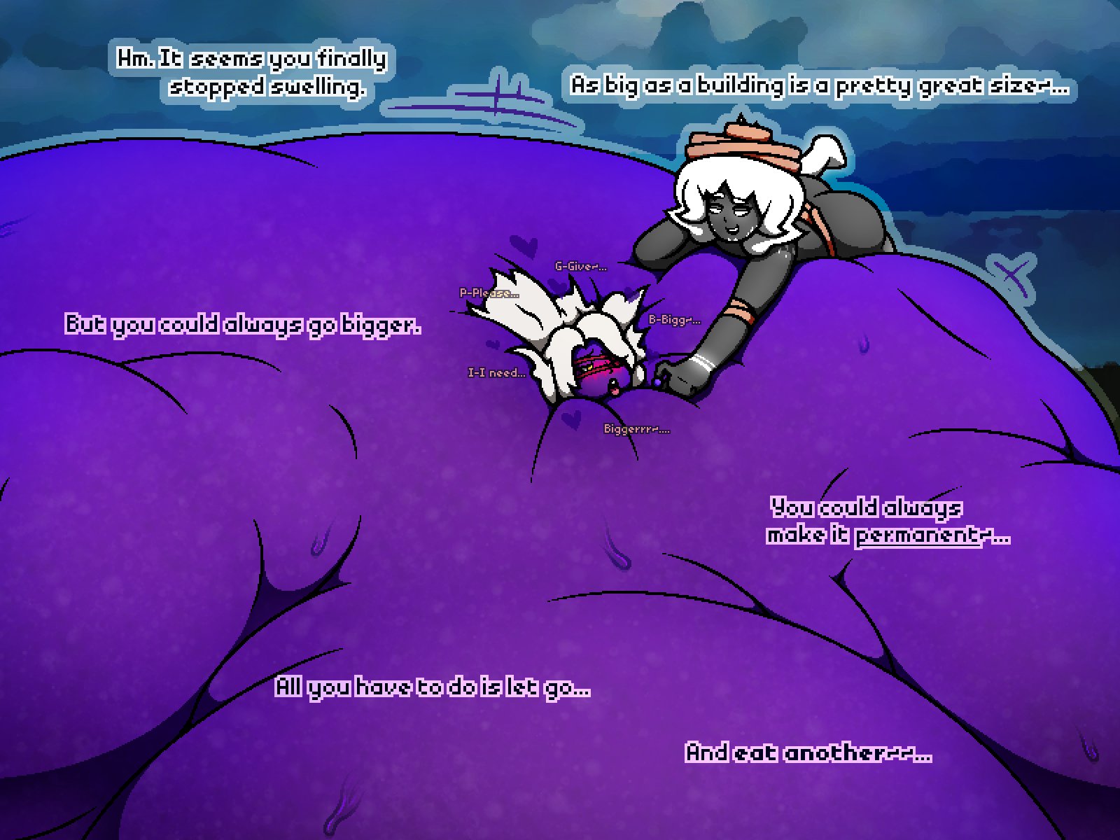 aroused, big breasts, bigger than canvas, blueberry inflation, breasts, female, horny, horny female, huge breasts, seductive, sinflative, spherical inflation, sunken head, thick thighs, wide hips, yuri
