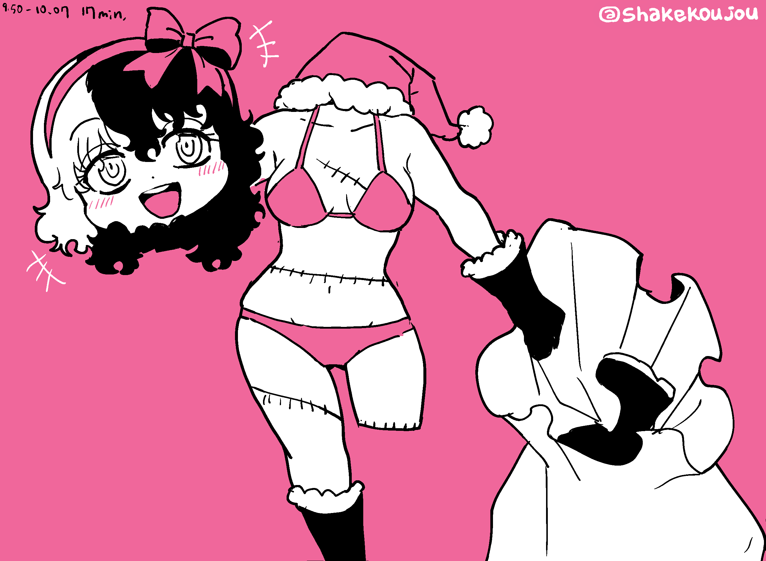 bikini character_request christmas hitomi_sensei_no_hokenshitsu santa_hat shake-o zombie_girl