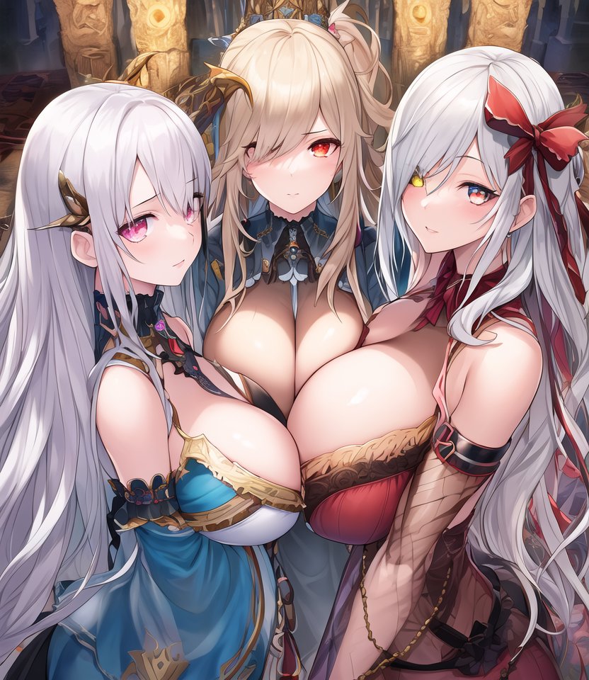 3girls, ai generated, big breasts, breasts, female, female only, multiple females, multiple girls, nai diffusion, original, original character, stable diffusion