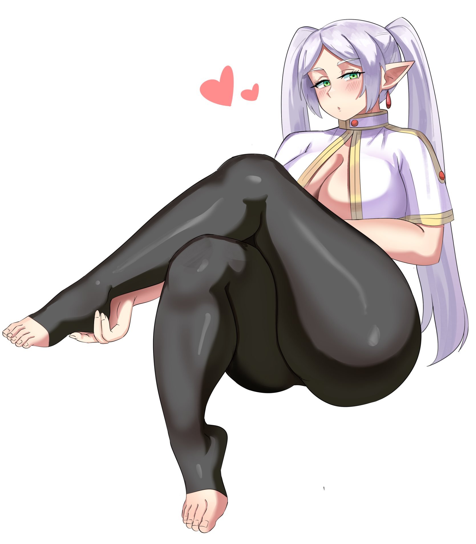 1girls, alternate breast size, ass, breasts, elf, elf ears, elf female, female, frieren, huge breasts, large ass, light skin, light-skinned female, long hair, sousou no frieren, thick thighs, tights, twintails, white hair, ytrall