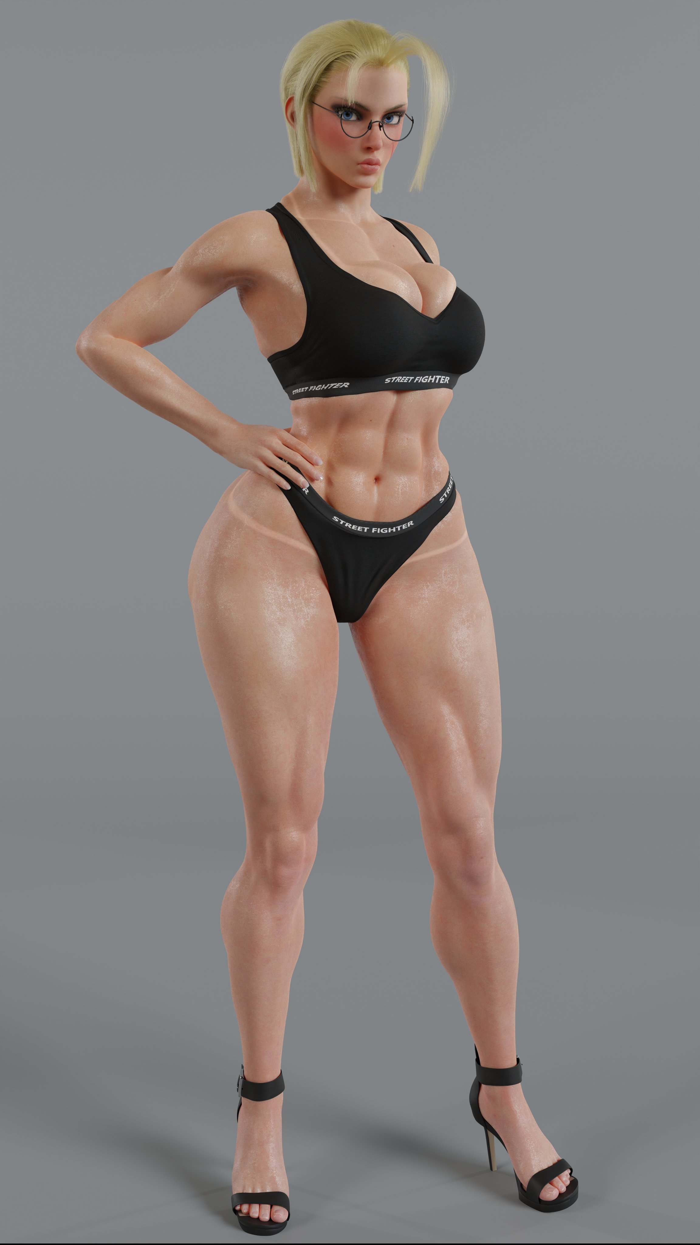 3d, abs, ass, big ass, big breasts, blonde hair, bra, breasts, cammy white, capcom, female, fit, fit female, short hair, street fighter, street fighter 6, the unhindered fool, thick thighs, thong