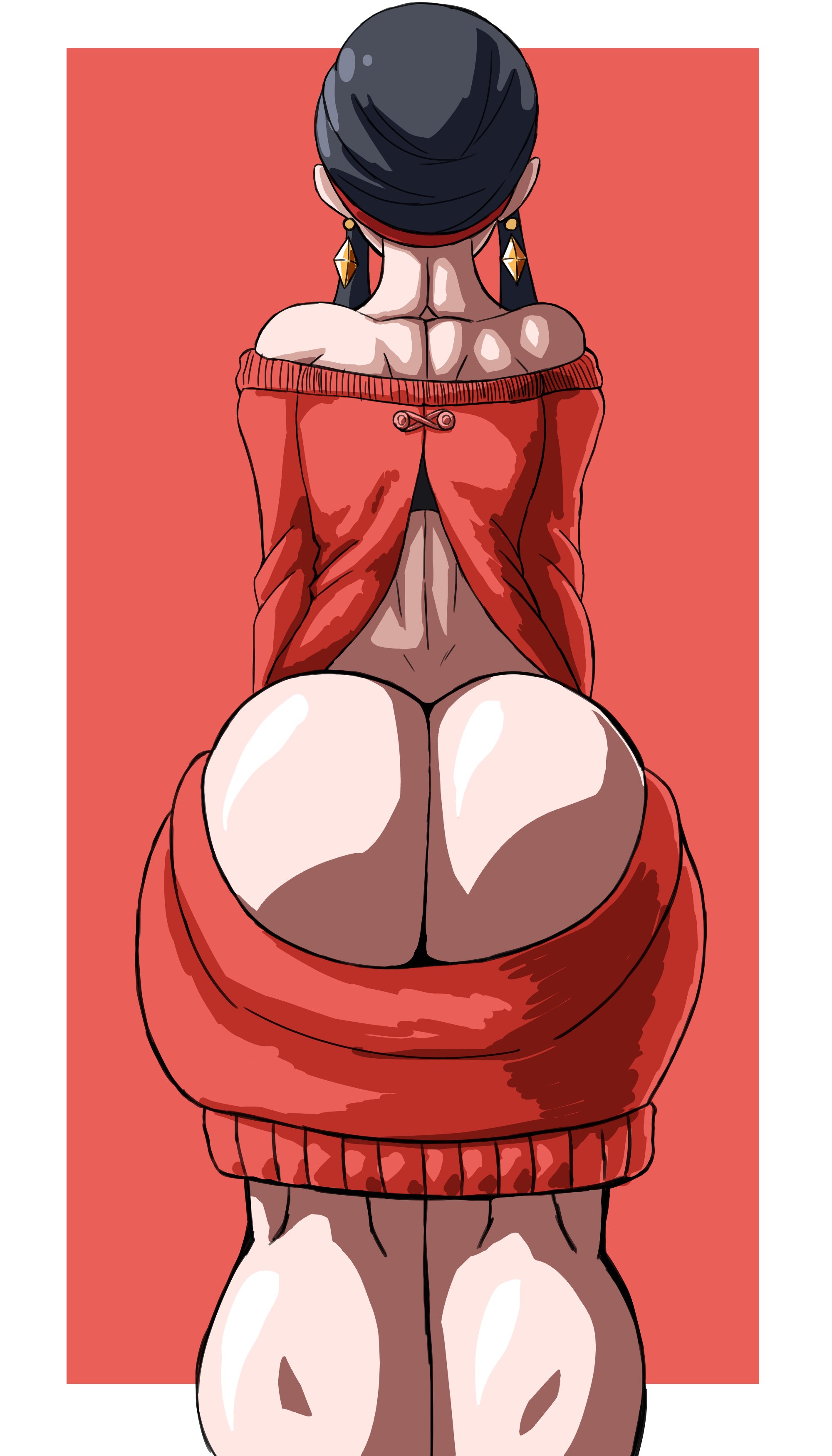 1girls, 2d, ass, back view, big ass, charge sol, female, huge ass, light skin, light-skinned female, pale skin, pale-skinned female, spy x family, thick ass, yor briar, yor forger