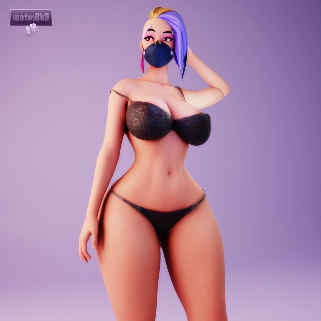 1girls, 3d, 3d (artwork), alternate breast size, asymmetrical hair, big breasts, breasts, catalyst (fortnite), female, female only, fortnite, lingerie, solo, tagme, wotm8h8