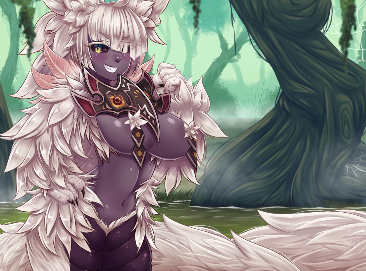 animal hands, bunyip (monster girl encyclopedia), commission, female, monster, monster girl, monster girl encyclopedia, saova, saova drawing