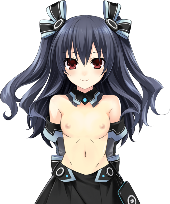 female looking_at_viewer neptunia_(series) nipples third-party_edit topless uni_(neptunia)