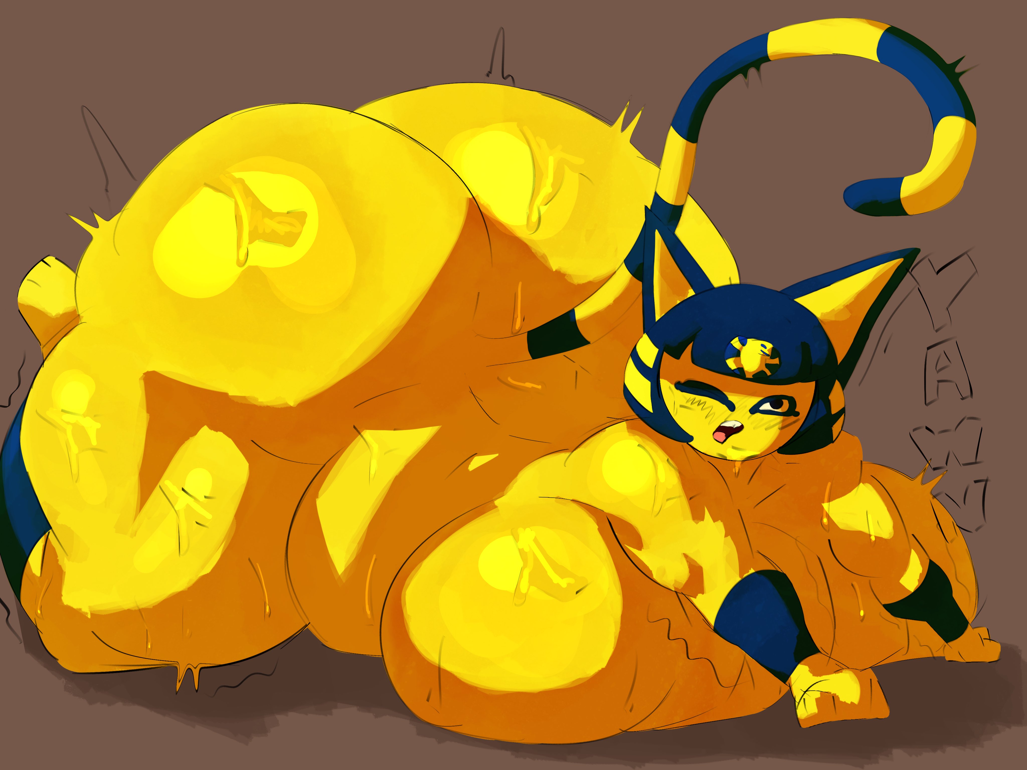 1girls, adawndraws, animal crossing, ankha, ankha (animal crossing), ass bigger than head, barefoot, big breasts, big nipples, breasts, chubby, completely nude, completely nude female, fat ass, female, female only, full body, huge ass, huge breasts, huge thighs, hyper ass, naked, naked female, nintendo, nude, nude female, plump, shortstack, solo, solo female, tagme, thick thighs, wide hips, yellow skin