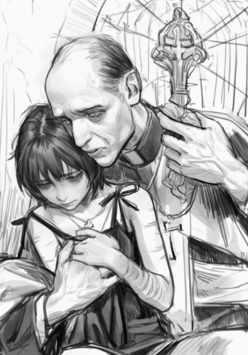catholic, krautvan, older male, older male and younger female, priest, vankraut, young female, younger female, younger female older male