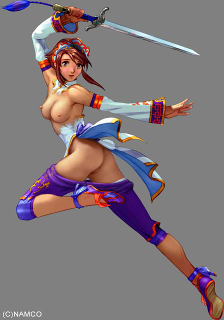 athletic bare_calves breasts breasts_out calves capri_pants chai_xianghua edit female female_only solo soul_calibur tagme