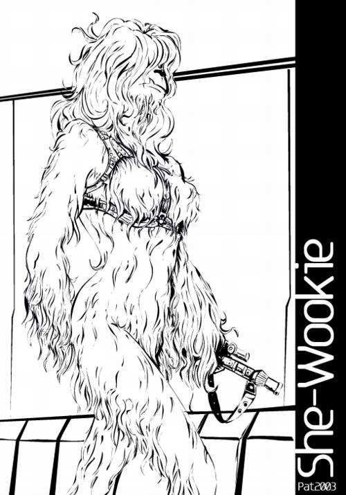 2003 alien alien_girl anthro_only black_and_white female female_only fur pat solo star_wars tagme uncensored wookiee