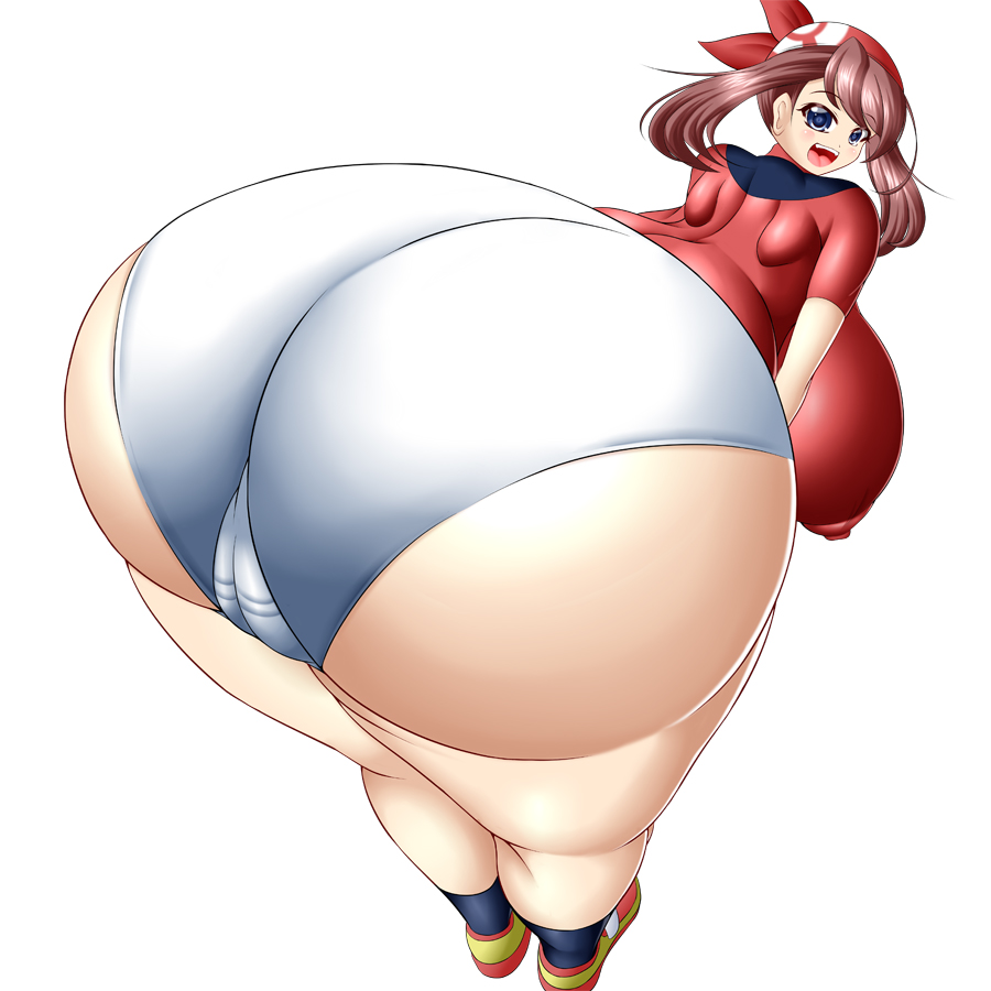 1:1 1girls big_ass big_breasts blue_eyes blush bottom_heavy brown_hair cameltoe erect_nipples_under_clothes eye_contact female huge_ass huge_breasts huge_thighs human large_ass looking_at_viewer looking_back may_(pokemon) medium_hair nintendo nipple_slip pale-skinned_female pale_skin panties pokemon pokemon_rse thick_thighs thighs white_background white_panties wide_hips yuri_usa