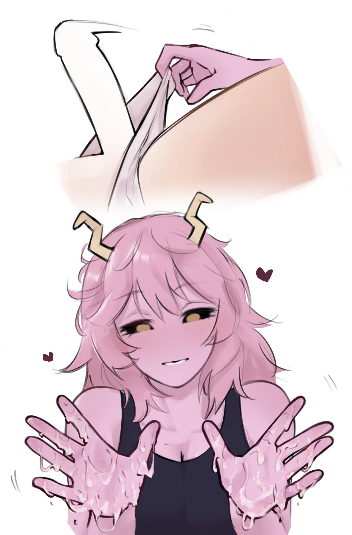 bulge, bulge through clothing, erection, futa on female, futanari, handjob, imminent sex, mina ashido, my hero academia, ochako uraraka, xherr