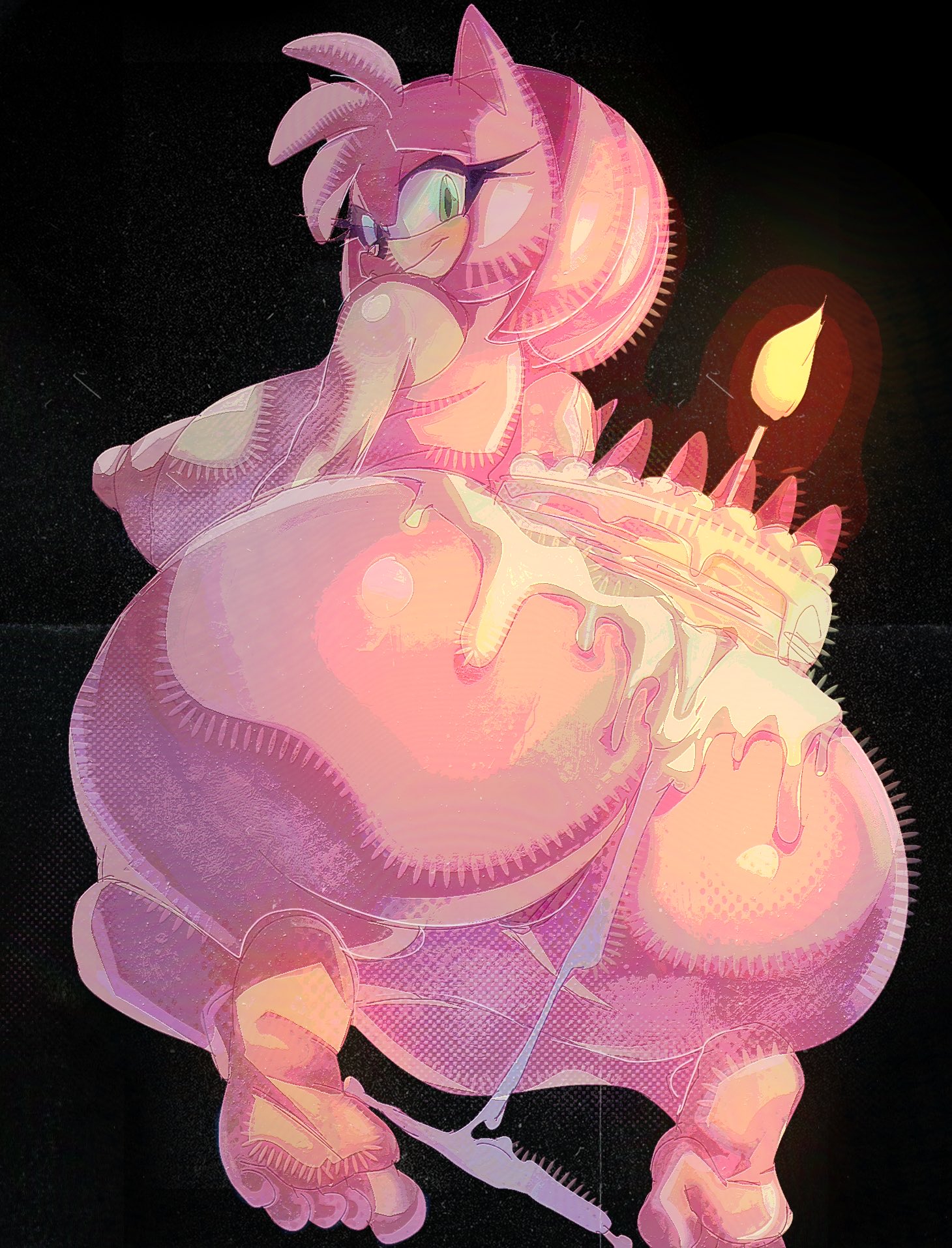 1girls, amy rose, anthro, anthro female, anthro only, ass, big ass, big breasts, big nipples, big thighs, birthday, breasts, breasts out, bubble ass, bubble butt, cake, curvy, curvy body, curvy female, curvy figure, curvy hips, fat ass, feet, feet up, fleshpie669, furry, furry female, furry only, huge breasts, presenting, presenting ass, pussy, pussy lips, pussy peek, sonic (series), sonic the hedgehog (series), tail, thick legs, thick thighs, thighs, tits, tits out, vagina, wide hips, wide thighs