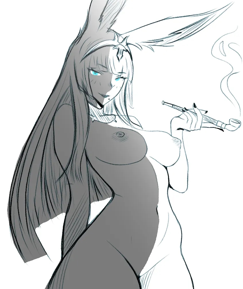 1girls, 2d, 2d (artwork), 2d artwork, adult, adult female, animal ear fluff, animal ears, areola, areolae, arm behind back, background, bare arms, bare belly, bare breasts, bare chest, bare hands, bare hips, bare legs, bare midriff, bare navel, bare nipples, bare pussy, bare shoulders, bare skin, bare thighs, bare tits, bare torso, belly, belly button, big boobs, big breasts, blank background, blunt bangs, blurred background, blurry background, breasts, breasts apart, busty, busty female, busty girl, celebelian, cleft of venus, closed mouth smile, completely naked, completely naked female, completely nude, completely nude female, copyright request, curvaceous, curvaceous body, curvaceous female, curvaceous figure, curvaceous hips, curvy, curvy body, curvy female, curvy figure, curvy hips, digital, digital art, digital drawing, digital drawing (artwork), digital media, digital media (artwork), drawing, elbows, exposed, exposed arms, exposed belly, exposed breasts, exposed chest, exposed hips, exposed legs, exposed midriff, exposed navel, exposed nipples, exposed pussy, exposed shoulders, exposed skin, exposed thighs, exposed torso, eyebrows visible through hair, female, female focus, female only, final fantasy, final fantasy xiv, fingernails, fingers, from front, front view, fully naked, fully nude, groin, hand behind back, hourglass figure, inframammary fold, inguinal crease, inguinal ligament, large boobs, large breasts, lean figure, light smile, long hair, looking at viewer, mature, mature female, mature woman, midriff, mole, mole on body, mole on cheek, mole on face, mole under mouth, monotone background, multicolored hair, naked, naked female, naked woman, narrow waist, navel, nipples, nude, nude female, nudity, one color background, plain background, portrait, posing, posing for the viewer, posing naked, posing nude, primal (final fantasy), pussy, pussy lips, shoulders, sidelocks, sketch, sketch lines, slender body, slender waist, slight smile, slim female, slim waist, smile, smiley face, smiling, smiling at viewer, smoking, smoking pipe, solid color background, solo, split-color hair, standing, thick thighs, thighs, top view, topless, topless female, tsukuyomi (ffxiv), two tone hair, two-tone hair, uncensored, uncensored breasts, uncensored nipples, underboob, upper body, vulva, vulva line, white background, wide hips, woman