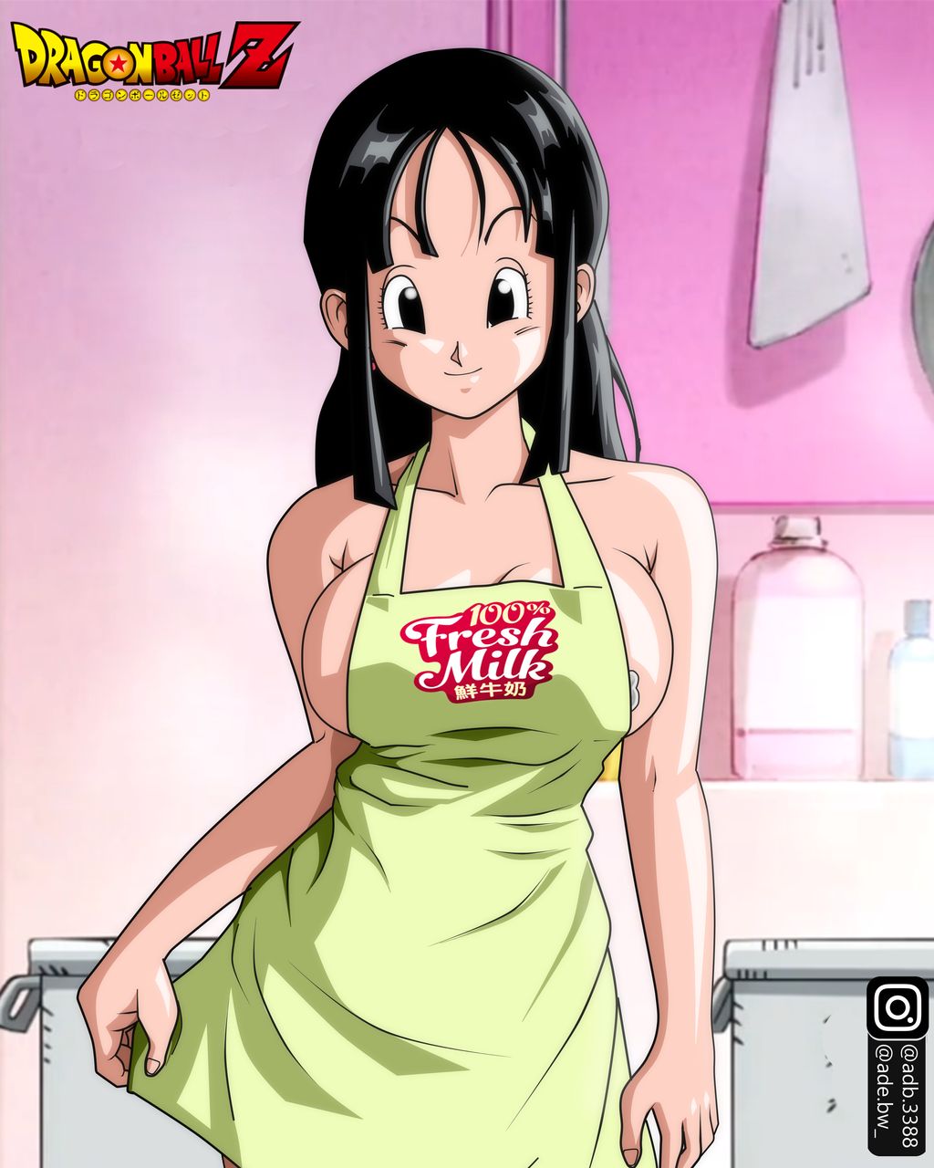 apron, artist request, breasts, chichi, cleavage, dragon ball, female, female only, huge breasts, milf, shounen jump