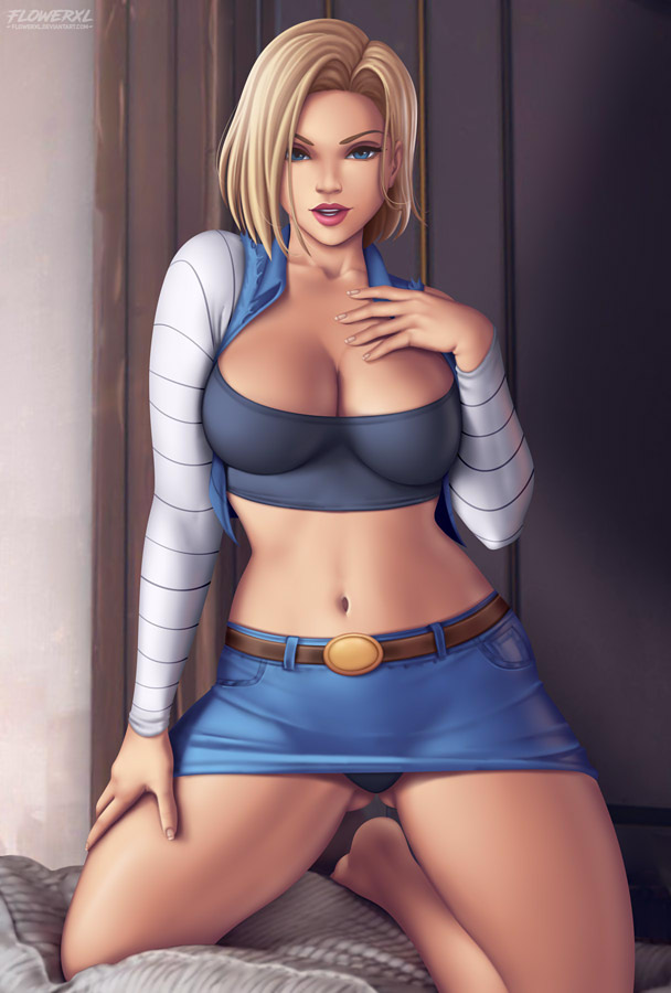 1girls, android 18, big breasts, breasts, dragon ball, dragon ball z, female, female only, flowerxl, large breasts, looking at viewer, panties, realistic, solo