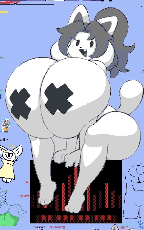 1girls, angstrom, anthro, canine, curvy, deltarune, feline, furry, huge breasts, hyper, hyper breasts, pixel art, shortstack, solo focus, temmie (undertale), thick thighs, undertale, undertale (series), utdr (toby fox), wplace, wplace (artwork)