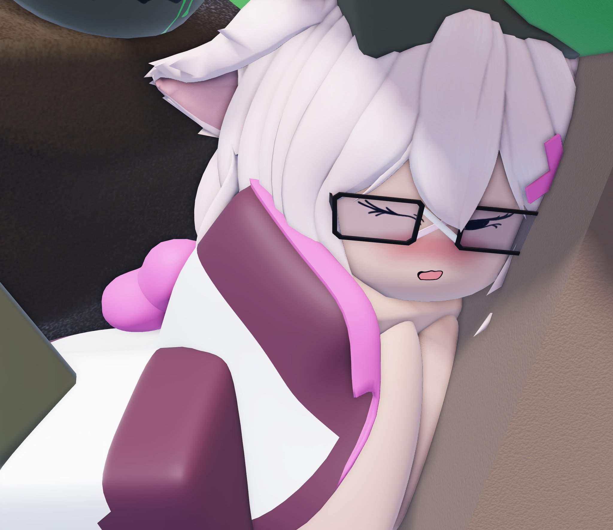 1boy, 1girls, 3d, blush, breasts, breasts out, cleavage, cropped, farm (tdx), implied sex, neko farm (tdx), niki okarin, no visible genitalia, roblox, roblox game, robloxian, tagme, tower defense x, zombie