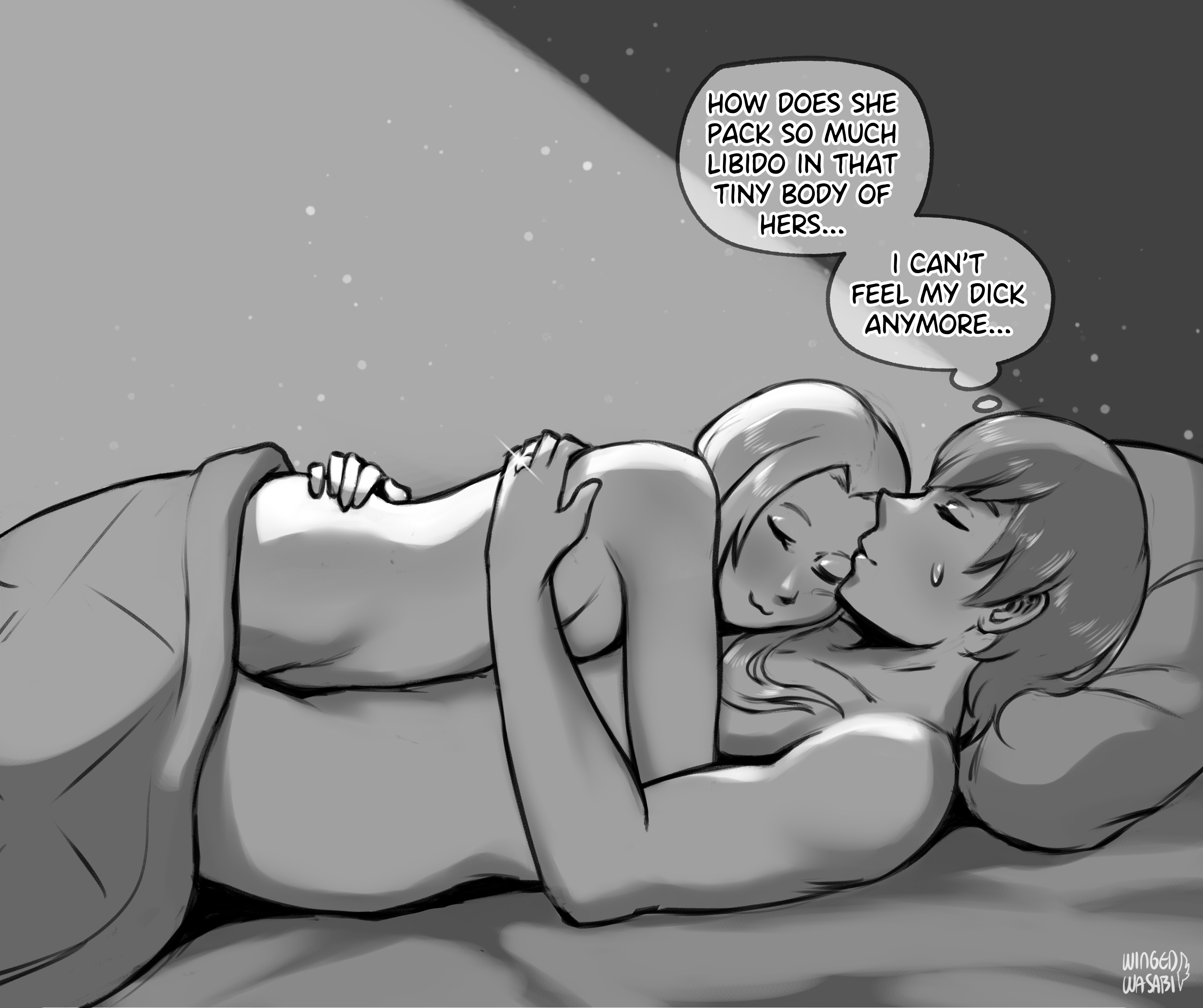 1boy, 1girls, after sex, afterglow, bed sheet, bedroom, black and white, blush, blushing, breasts, byleth (fire emblem), byleth (fire emblem) (male), couple, couple (romantic), cuddle, cuddling, cute, dialogue, edelgard von hresvelg, female, female on top, fire emblem, fire emblem: three houses, glow, greyscale, happy, hug, hugging, human, human only, husband and wife, intimate, lying down, lying on back, lying on bed, lying on person, male, male/female, married, married couple, monochrome, nintendo, nude, nude female, nude male, pillow, ring, romantic, romantic couple, sleeping, sleeping nude, sleepy, straight, text, under covers, wedding ring, wholesome, wife and husband, wingedwasabi