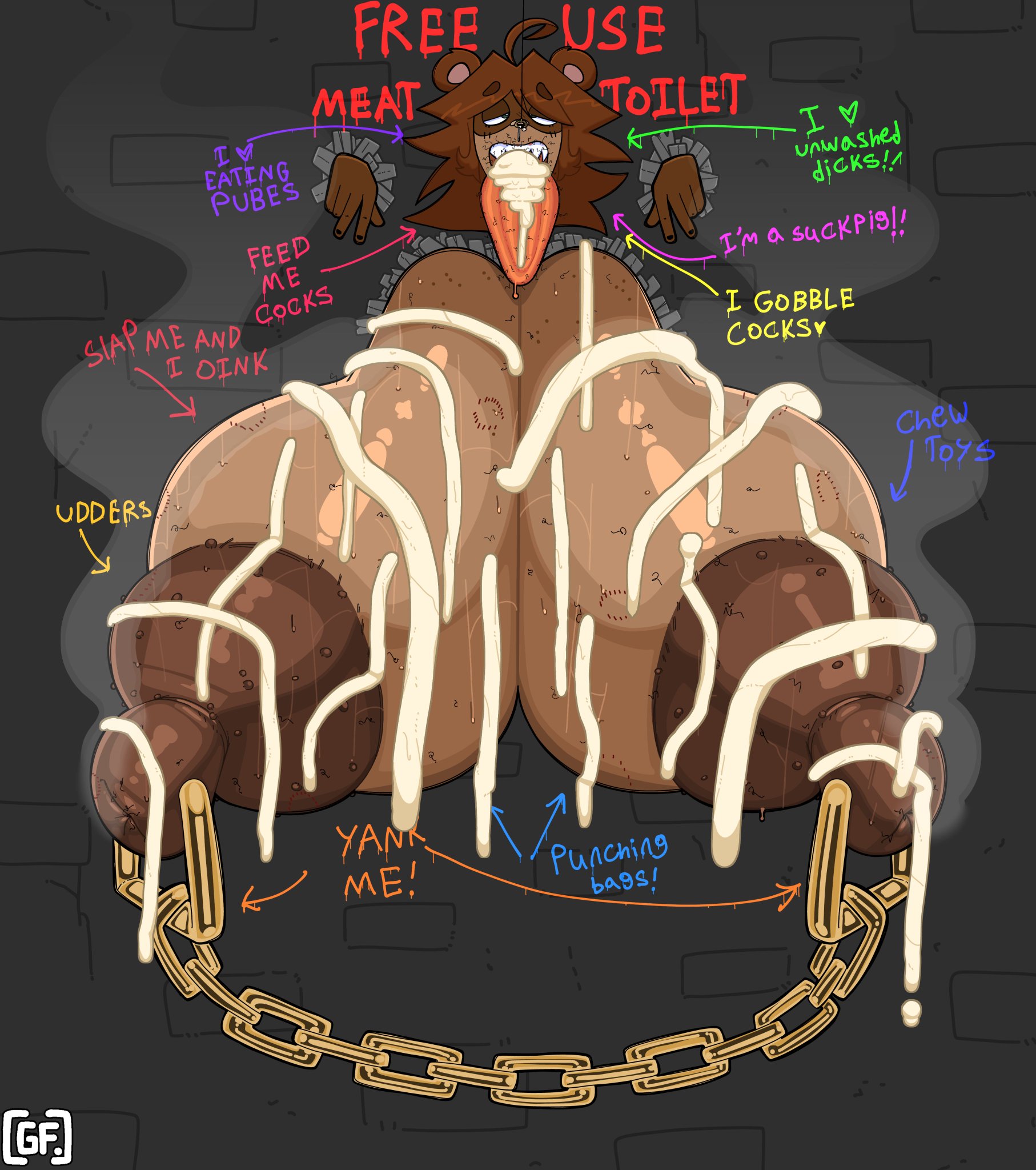 1girls, anthro, areolae, big areola, big breasts, breasts, breasts through wall, brown fur, brown hair, chains, cum, cum in mouth, cum on breasts, cum on tongue, erect nipples, excessive cum, furry, ghostfuckrr, gigantic breasts, huge breasts, hyper breasts, large breasts, long tongue, musk, nipple piercing, nipples, original, original character, panko (ghostfuckrr), procyonid, pubes, pubes in mouth, pubic hair, racoon girl, sharp teeth, sweat, tanuki, tanuki girl, text, through wall, tits, tongue