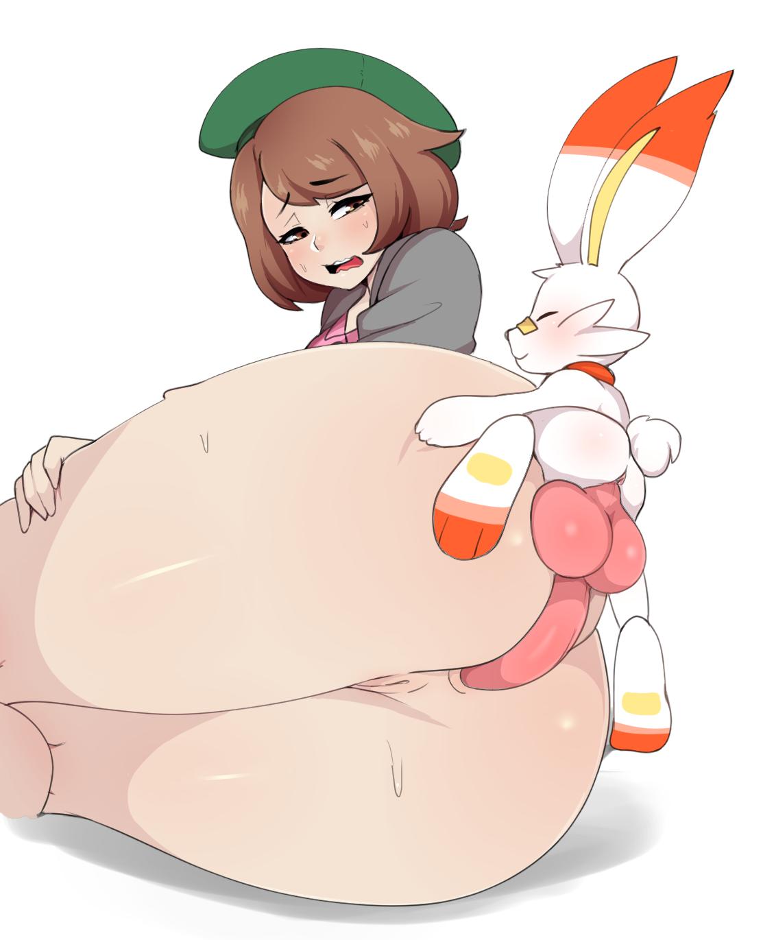 1boy, 1girls, anal, anal sex, ass, ass grab, balls, big ass, big balls, big penis, blush, brown eyes, brown hair, female, female penetrated, feral, fur, gloria (pokemon), huge ass, huge balls, huge cock, human, interspecies, large penis, larger female, light skin, light-skinned female, male, male penetrating, nintendo, pale skin, pale-skinned female, penis, pokemon, pokemon ss, pokephilia, pussy, scorbunny, short hair, size difference, small but hung, smaller male, straight, sweat, taigerarts, thick ass, white background, white fur