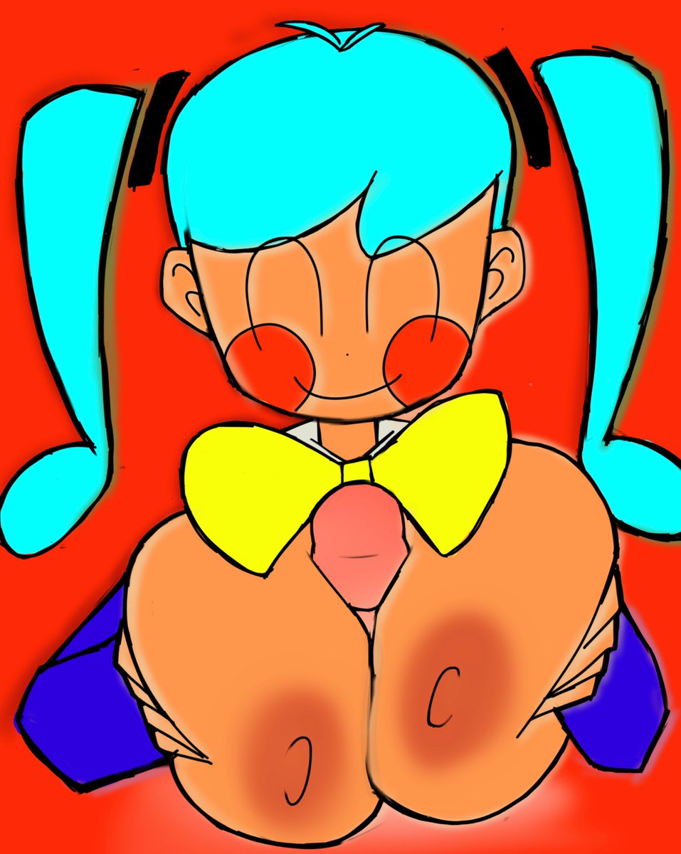 1boy, 1girl, 1girls, ahoge, aqua hair, areolae, big breasts, blue shirt, blush stickers, bow, bowtie, breasts, breasts out, breasts squeezed together, closed eyes, closed mouth, clothing, color, cropped torso, dot nose, double ahoge, female, flavor foley, hatsune miku, hatsune miku (static), hetero, huge breasts, human, large breasts, light skin, light-skinned male, long hair, male, male pov, male/female, mv character, nipples, paizuri, paizuri lead by female, partially clothed, penis, pov, red background, shirt, simple background, smile, solo focus, static (flavor foley), straight, swoiffer2, tan, tan skin, titfuck, titjob, toon (style), twintails, twitter link, upper body, vocaloid, yellow bow, yellow bowtie