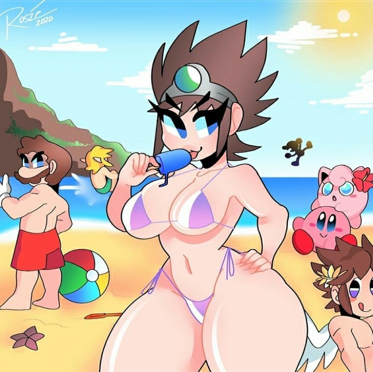 2020 ass ass_grab beach big_ass big_breasts big_butt big_thighs bikini blue_eyes boobs breasts brown_hair crossover cute dragon_quest dragon_quest_iii erdrick_(dragon_quest) female heroine_(dq3) heyaerdick jigglypuff kid_icarus kirby kirby_(series) large_breasts licking link lips mario_(series) mr._game_and_watch nintendo ocean pit_(kid_icarus) pokemon pokemon_(species) rosie roto sand shortstack super_smash_bros. swimsuit the_legend_of_zelda thick thick_thighs thighs tits water white_skin young