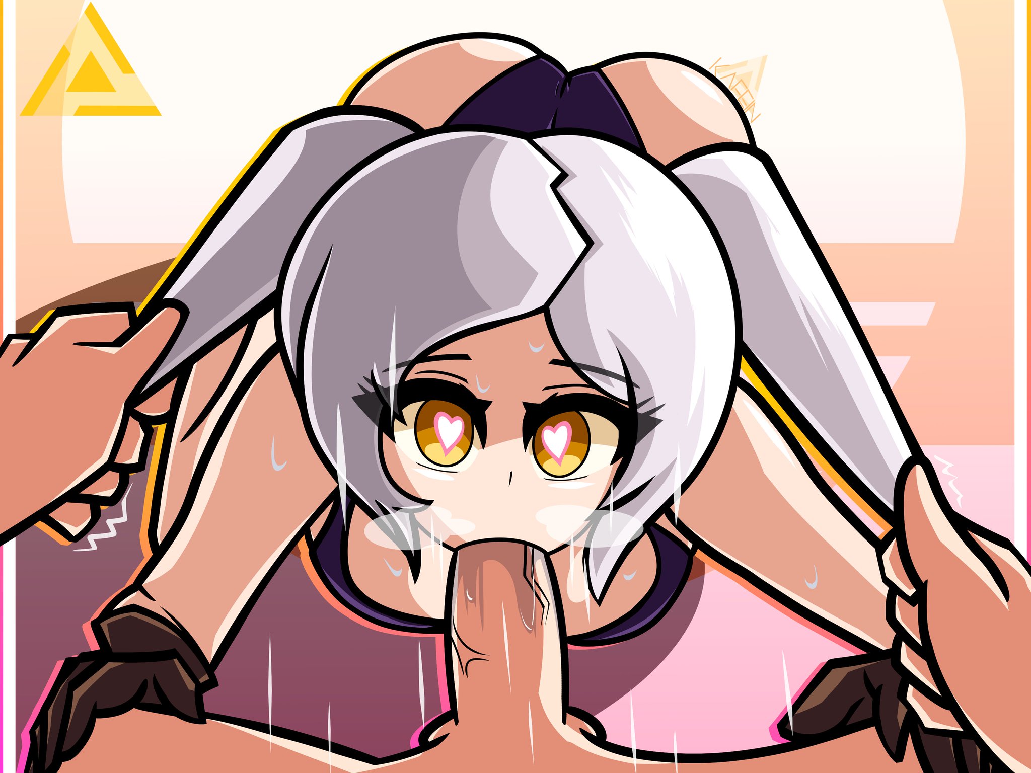 1boy, 1girls, ass, big breasts, bikini, blowjob, breasts, fellatio, female, fire emblem, fire emblem awakening, fire emblem heroes, hair pull, handlebars, heart-shaped pupils, heavy breathing, kafein, male, penis, pulling hair, robin (fire emblem), robin (fire emblem) (female), saliva, straight, sucking, sweat, swimsuit, twintails