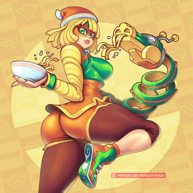 1girls, arms (game), ass, big ass, big breasts, blonde hair, breasts, curvy figure, female, green eyes, huge thighs, leg up, light skin, light-skinned female, min min (arms), nintendo, pale skin, pale-skinned female, super smash bros., supersatanson, thick ass, thick thighs, thighs, tight clothing, voluptuous, wide hips