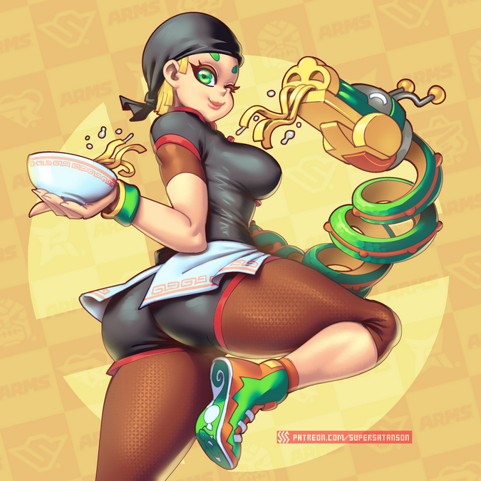 1girls, arms (game), ass, big ass, big breasts, blonde hair, breasts, curvy figure, female, green eyes, huge thighs, leg up, light skin, light-skinned female, min min (arms), nintendo, pale skin, pale-skinned female, super smash bros., supersatanson, teenager, thick ass, thick thighs, thighs, voluptuous, wide hips