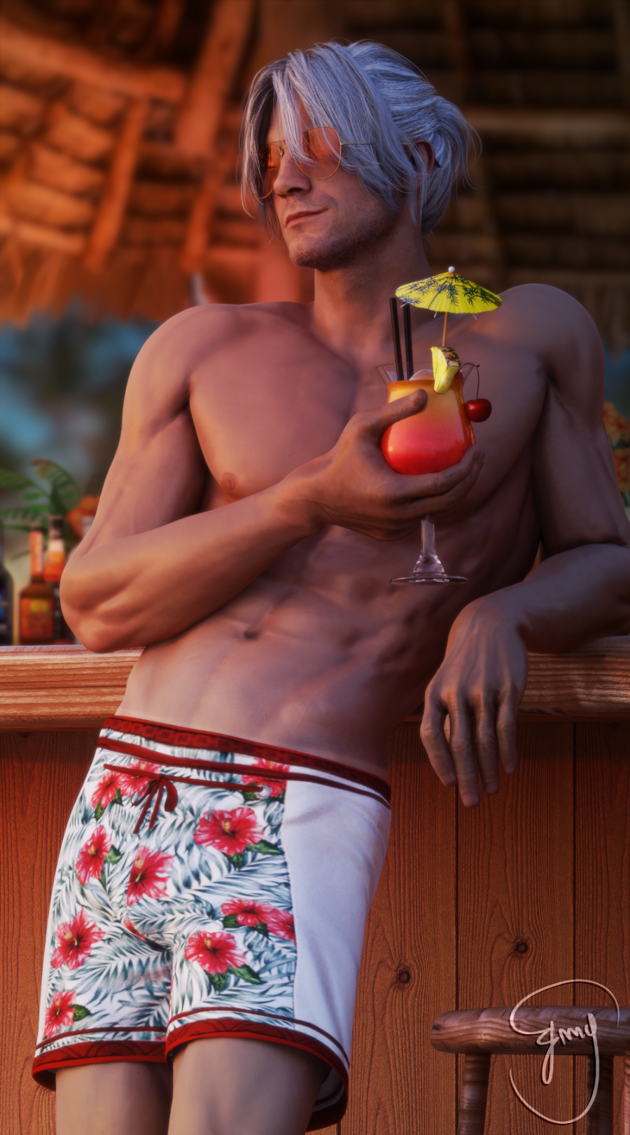 3d abs blender dante devil_may_cry devil_may_cry_5 emy-san male male_only muscular muscular_male solo solo_male sunglasses