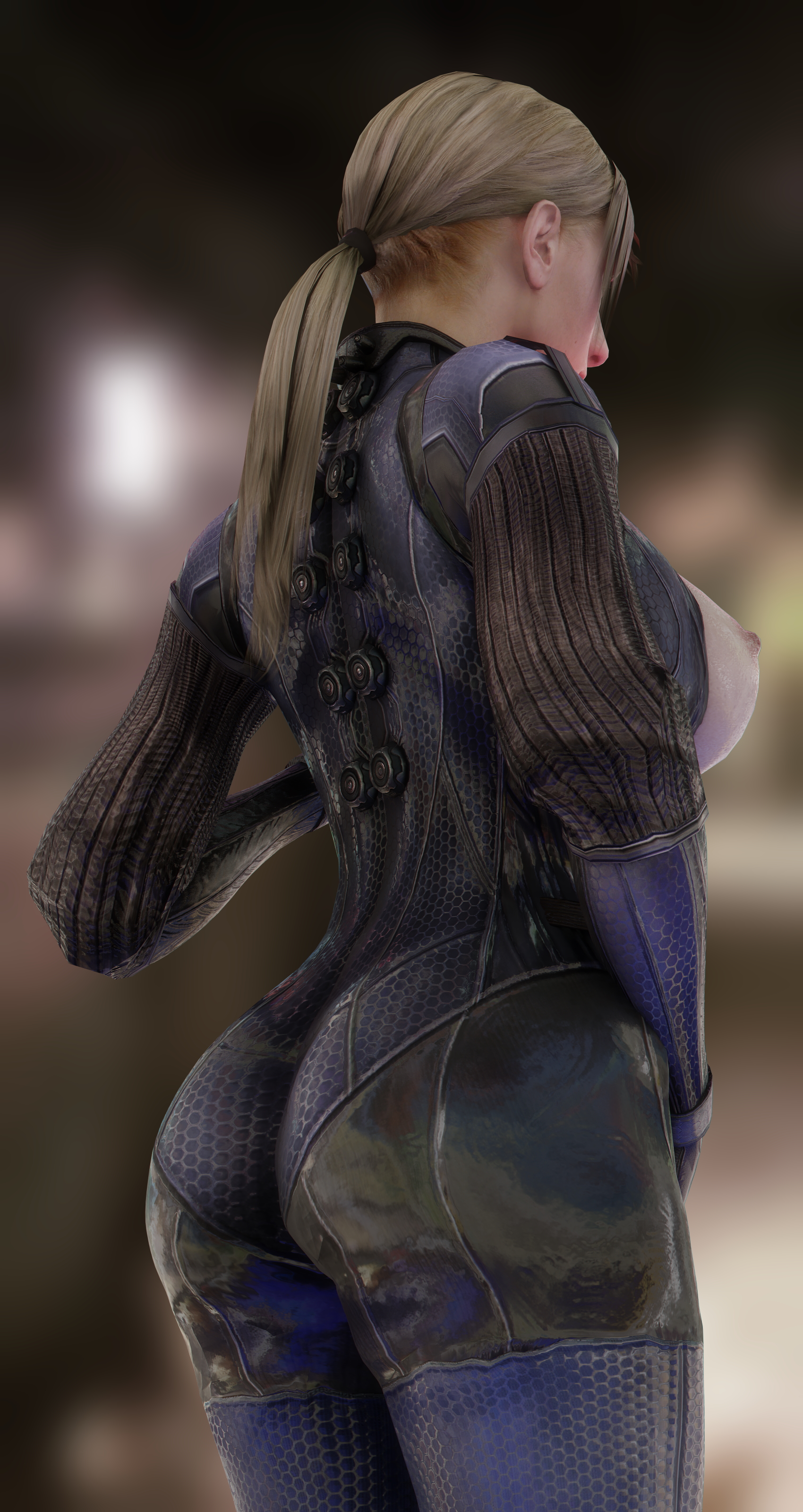 3d, ass, battlesuit, big ass, big breasts, blonde hair, bobyshal, bodysuit, breasts, capcom, female, jill valentine, jill valentine (blonde), jill valentine (julia voth), jill valentine bodysuit, resident evil, resident evil 5, solo female