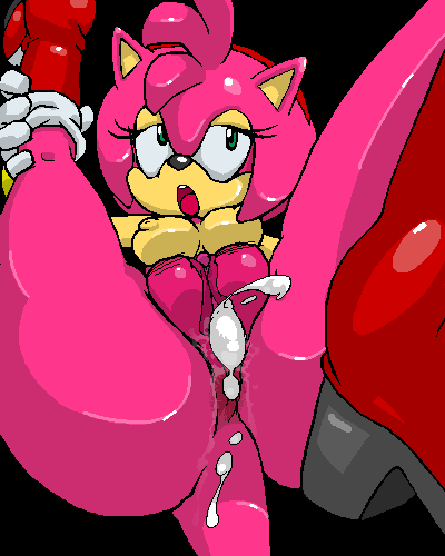 after_sex amy_rose anthro beige_skin boots color cum female female_only front_view fur furry hedgehog hotred huge_eyes no_panties pink_fur pussy seikoseeley skin solo sonic_(series) toony