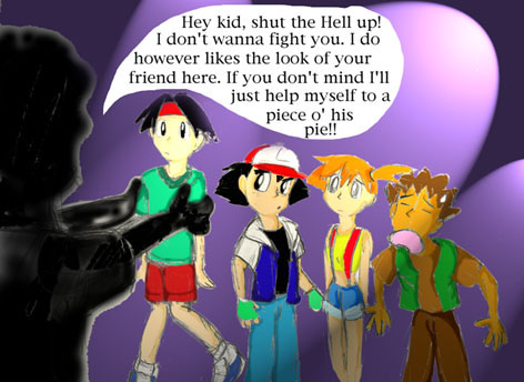 1girls ash_ketchum brock_(pokemon) english_text female human human_only kasumi_(pokemon) kenji_(pokemon) male male/male misty_(pokemon) multiple_boys nintendo pokemon pokemopolis satoshi_(pokemon) text tracey_sketchit