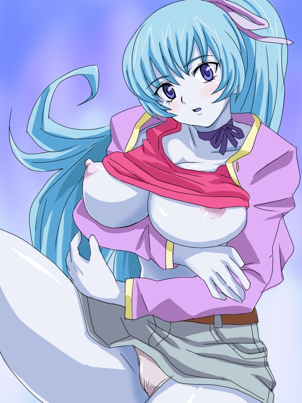 1girls aoi_(gegege_no_kitarou) blue_hair blue_skin breasts female gegege_no_kitarou humanoid large_breasts nisina tagme youkai yuki_onna