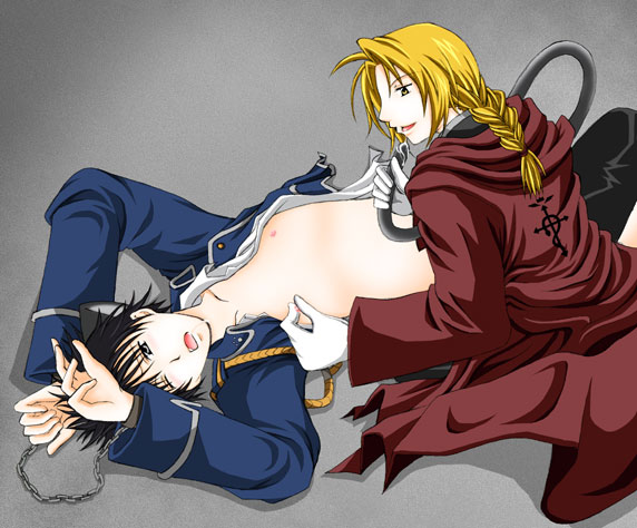 edward_elric fullmetal_alchemist human male multiple_males roy_mustang tagme yaoi