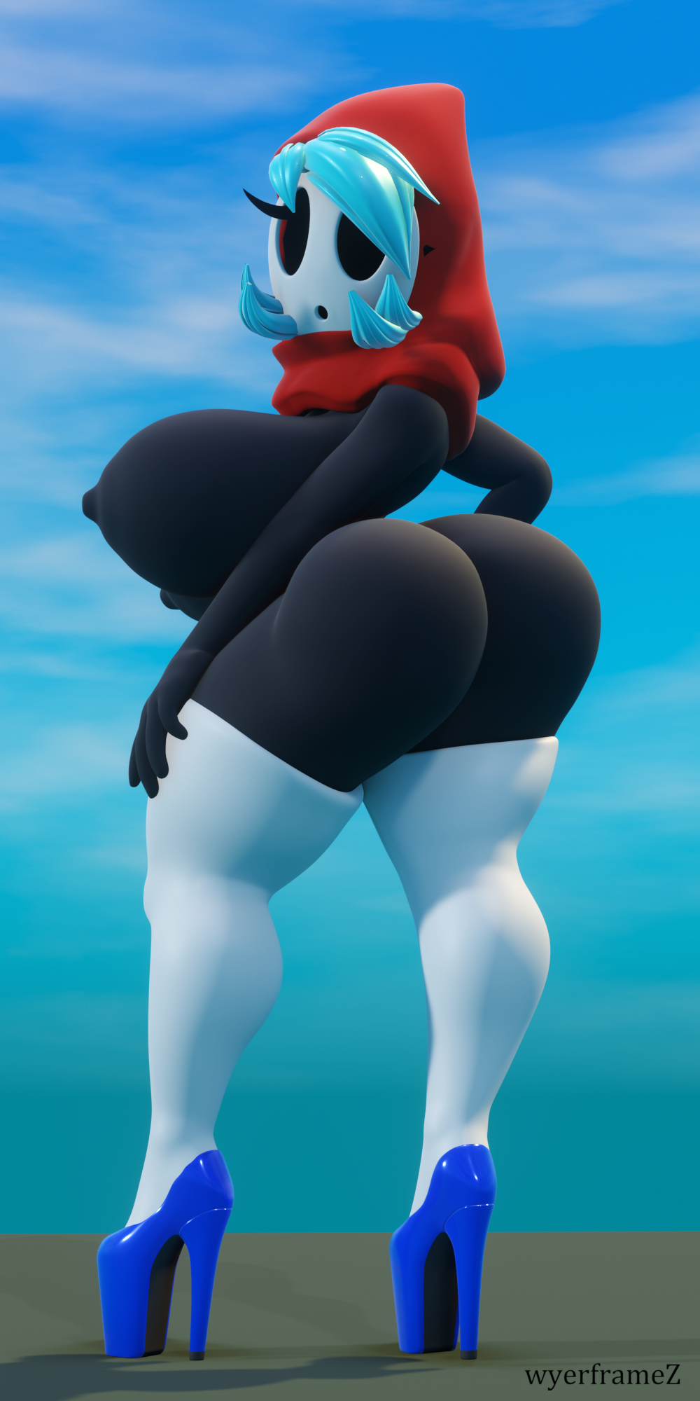 1girls 3d ass ass_focus big_ass big_breasts big_butt blender blue_hair breasts dat_ass faceless_female fat_ass hand_on_thigh heels high_heels huge_ass huge_breasts long_legs mario_(series) mask masked nintendo platform_heels shy_gal solo solo_female solo_focus stockings thick_thighs thighhighs thin_waist voluptuous wip wyerframez