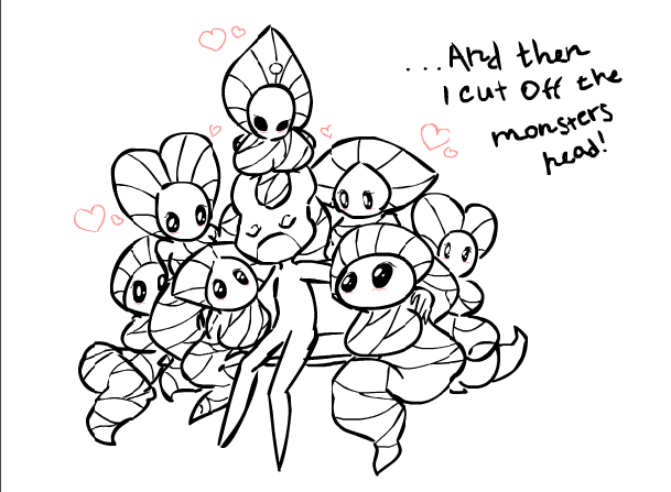 <3 bench bragging female godseeker heart hollow_knight male speech_bubble surrounded tagme text zote zote_the_unmighty