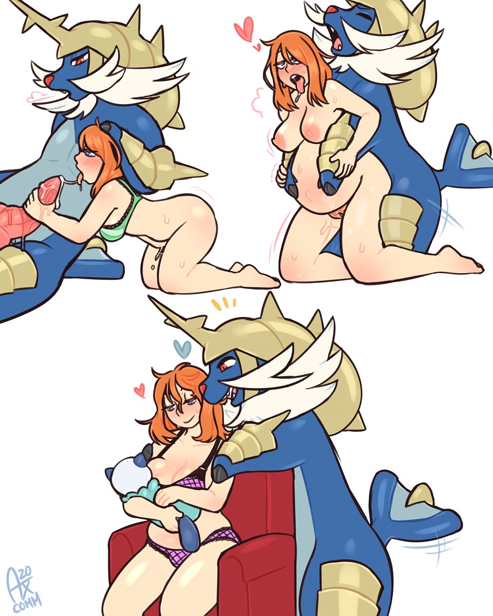 1boy 1girls areolae ass big_breasts blue_eyes blue_fur blush bra breasts eripuppy family fellatio female female_on_feral female_penetrated feral feral_on_female feral_on_human from_behind green_bra handjob human_breastfeeding_animal human_mother_baby_monster human_mother_baby_pokemon human_on_feral interspecies interspecies_pregnancy licking_penis long_ears long_hair male male_penetrating male_pokemon/female_human matching_underwear mother nintendo nipples open_mouth oral orange_fur original_character oshawott pale-skinned_female pale_skin panties penetration pink_bra pink_panties pokemon pokemon_(species) pokemon_bw pokephilia pregnant pussy saliva samurott sex spread_legs tongue tongue_out vaginal_penetration