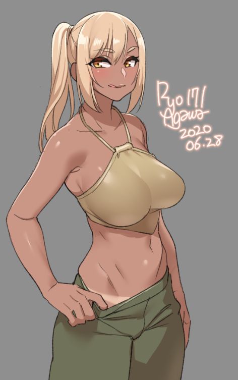 1girls, abs, big breasts, breasts, cleavage, dark skin, dark-skinned female, female, female only, large breasts, ryo agawa, solo