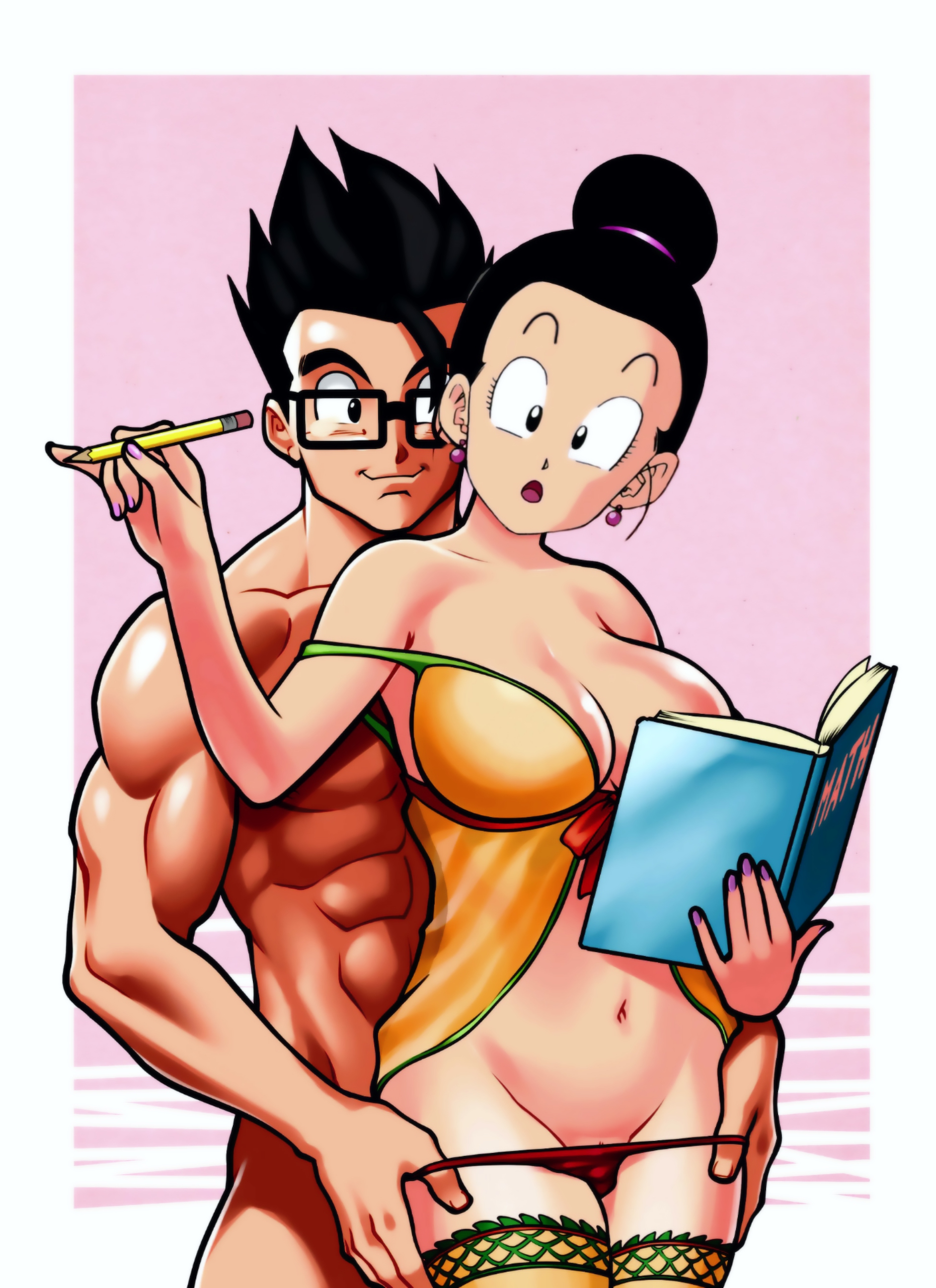 chichi, dragon ball, dragon ball super, dragon ball z, female, from behind, incest, milf, mother, mother and son, son gohan